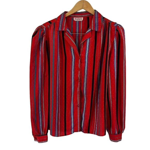 Armon Originals Womens Vintage Button Up Blouse Multi Pattern Polka Dot Striped - Picture 1 of 13